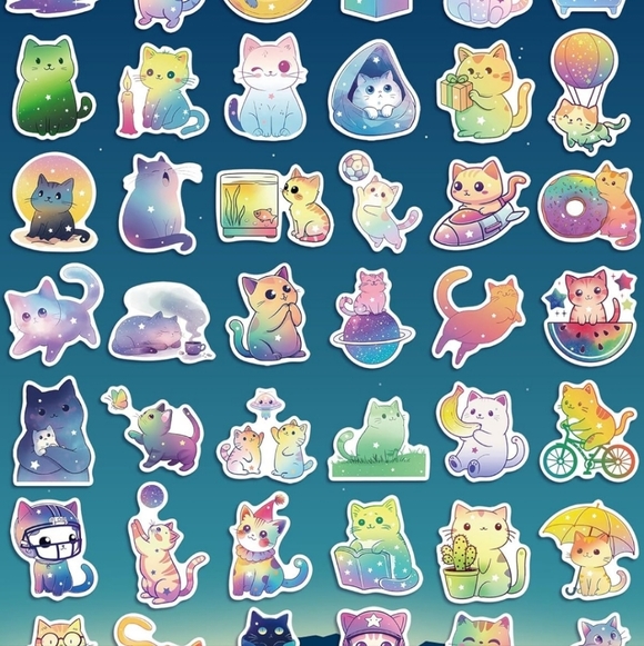 100 pc Cute Colorful Cat Sticker Set - Picture 4 of 4